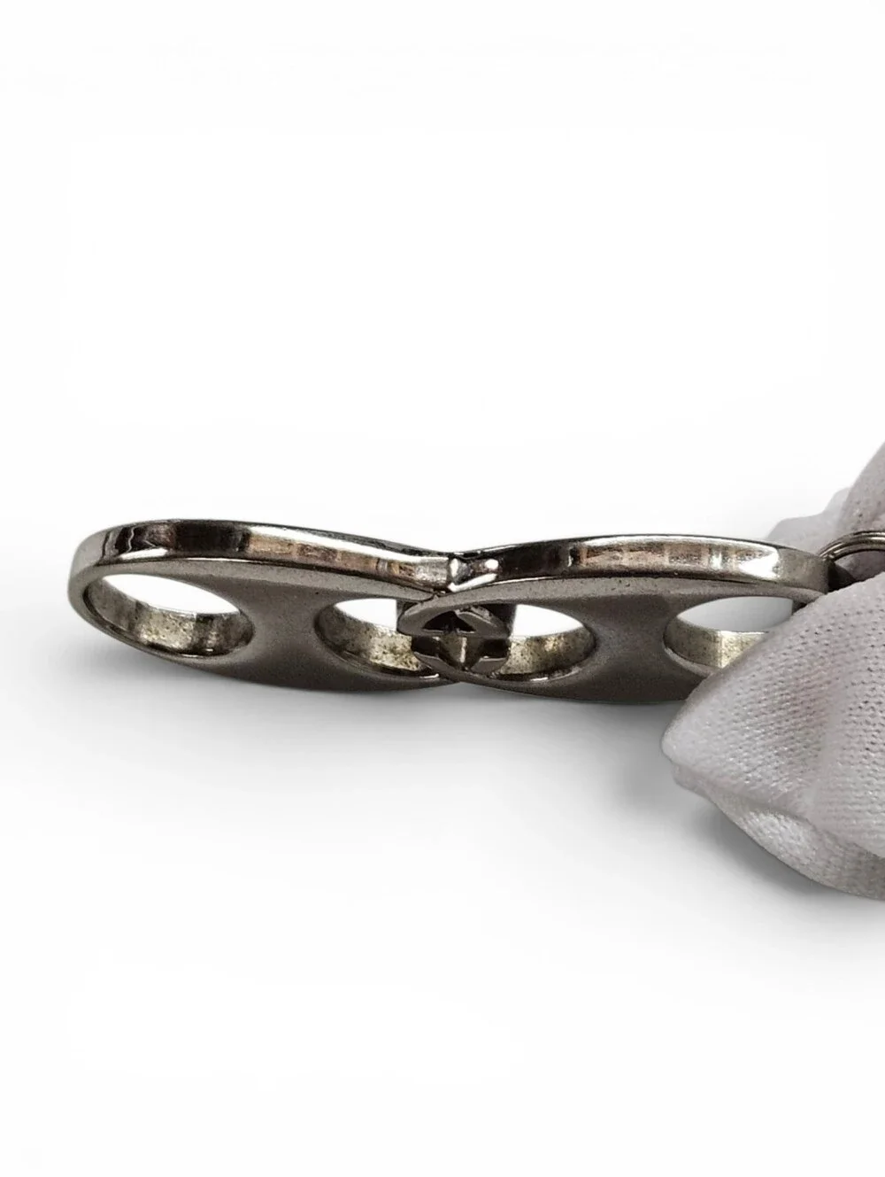 Gucci Double G Monogram Keychain Charm In Silver With Dust Pouch